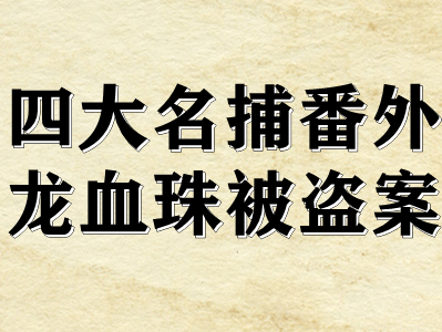 剧本杀四大名捕番外龙血珠被盗案复盘