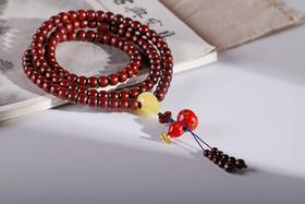 dq0087小叶紫檀搭大漆葫芦7mmx10mmx108粒