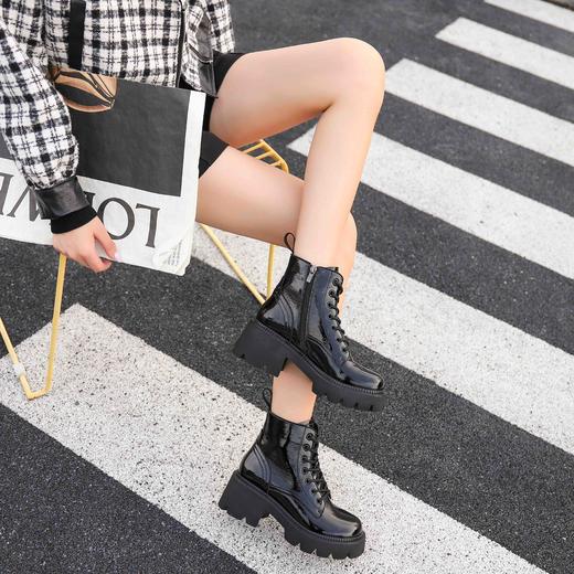 lfgj jeans  BR607    马丁靴真皮增高罗马靴厚底显瘦机车靴潮 商品图0