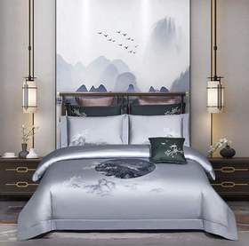 锦花时床品四件套 床单被罩套件-水云间