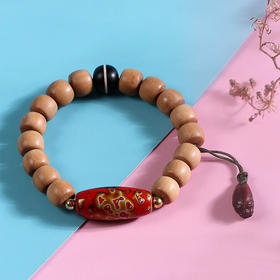 dq0106大漆天珠/手钏印度老山檀香8mmx9mmx16粒