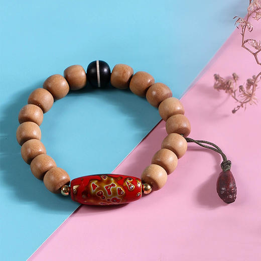 dq0106大漆天珠/手钏印度老山檀香8mmx9mmx16粒 商品图0