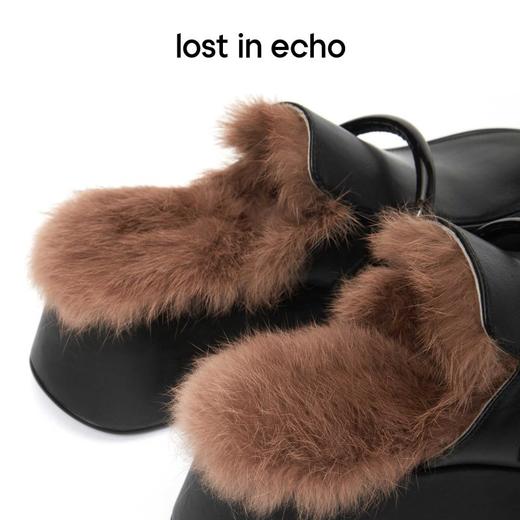 lost in echo 设计师品牌 手柄装饰毛毛厚底半拖穆勒拖 商品图4