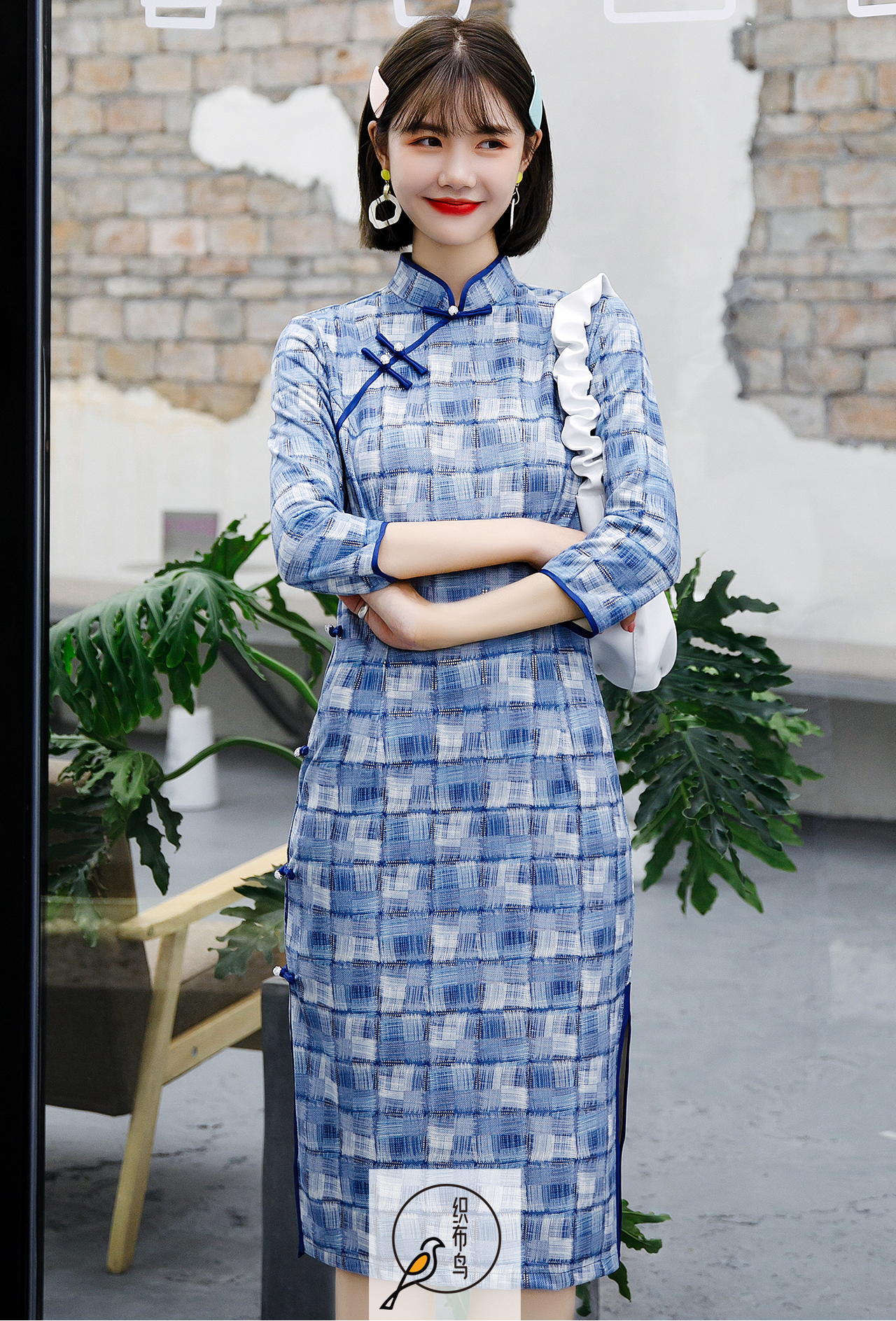 【姿格】高档麂皮绒面料修身旗袍 cjs70044