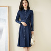 剩S 米思阳衬衫连衣裙秋季新款气质休闲收腰显瘦纽扣长款大摆裙子1579 商品缩略图0