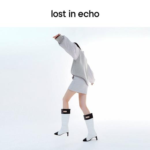 【下架】lost in echo设计师女鞋 提手装饰填充方头靴时装长靴 商品图4