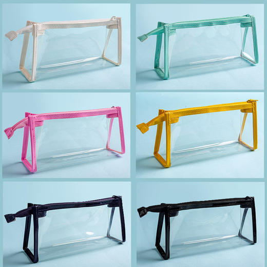 【大容量透明笔袋】男女孩纯色简约初中生高颜值小学生少女心儿童高中大学生日系化妆包 商品图3