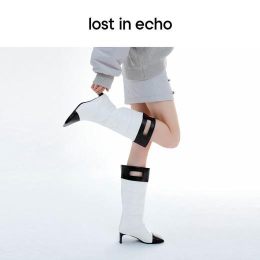 【下架】lost in echo设计师女鞋 提手装饰填充方头靴时装长靴 商品图3