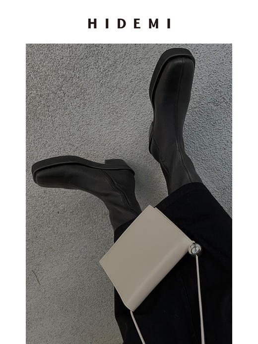 HIDEMI 弹力羊皮女鞋方头厚底踝靴短靴 商品图3