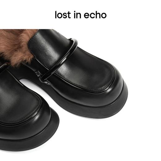 lost in echo 设计师品牌 手柄装饰毛毛厚底半拖穆勒拖 商品图3