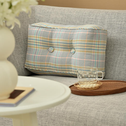 英式格纹三色腰枕沙发护腰靠枕 商品图0