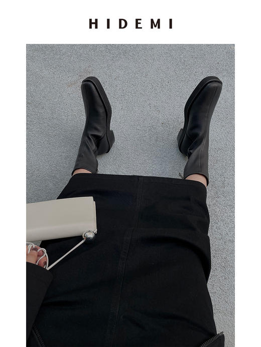 HIDEMI 弹力羊皮女鞋方头厚底踝靴短靴 商品图7