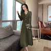 实拍冬季针织毛衣大v领长袖大摆形钻扣连衣裙女 NSM5211 商品缩略图2