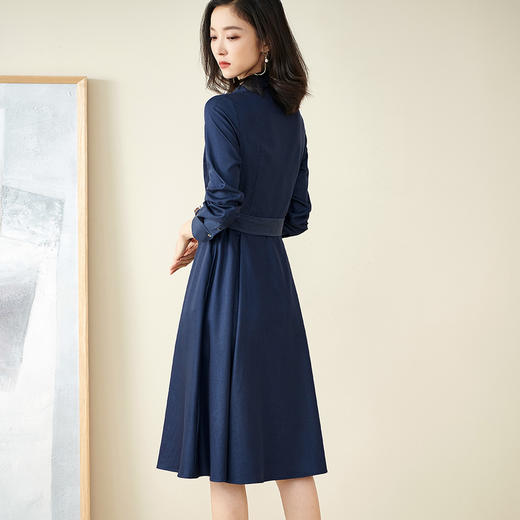 剩S 米思阳衬衫连衣裙秋季新款气质休闲收腰显瘦纽扣长款大摆裙子1579 商品图2
