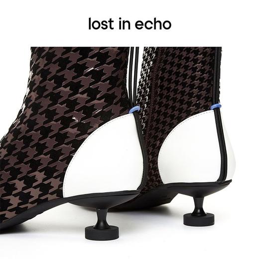 【下架】lost in echo 千鸟格滴胶印花运动感及踝靴 商品图1