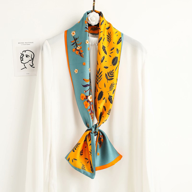 新款长条丝巾韩版佰搭职业装饰小领巾印花绸丝缎围巾