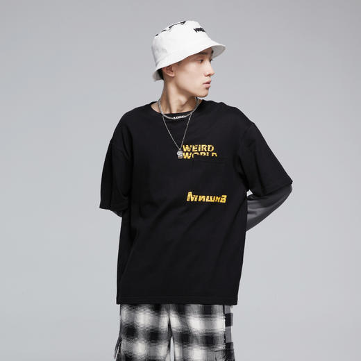 MISHKA印花假两件长袖T恤M61000051M 商品图1