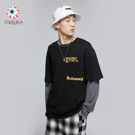 MISHKA印花假两件长袖T恤M61000051M 商品图0