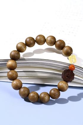 JSNM0040金丝楠木/紫檀花/南红/银珠/蜜蜡隔片10mmx15粒