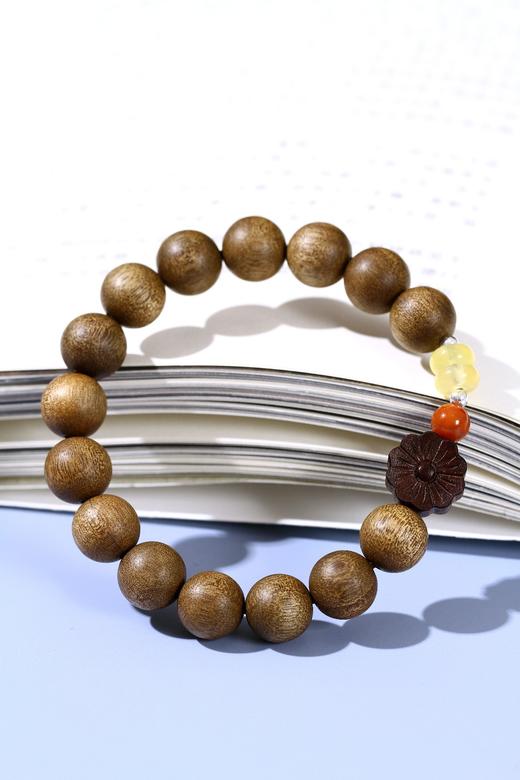 JSNM0040金丝楠木/紫檀花/南红/银珠/蜜蜡隔片10mmx15粒 商品图0