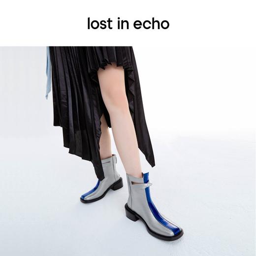 【下架】lost in echo 方头拼色宽筒蝴蝶结时装短靴皮靴 商品图3
