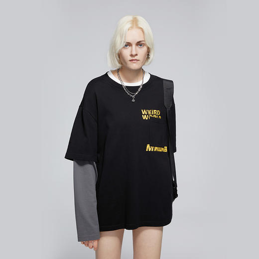 MISHKA印花假两件长袖T恤M61000051M 商品图2