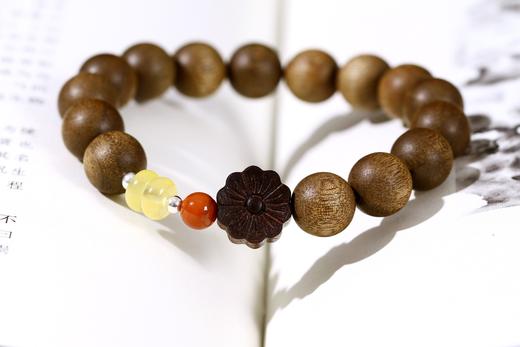 JSNM0040金丝楠木/紫檀花/南红/银珠/蜜蜡隔片10mmx15粒 商品图2