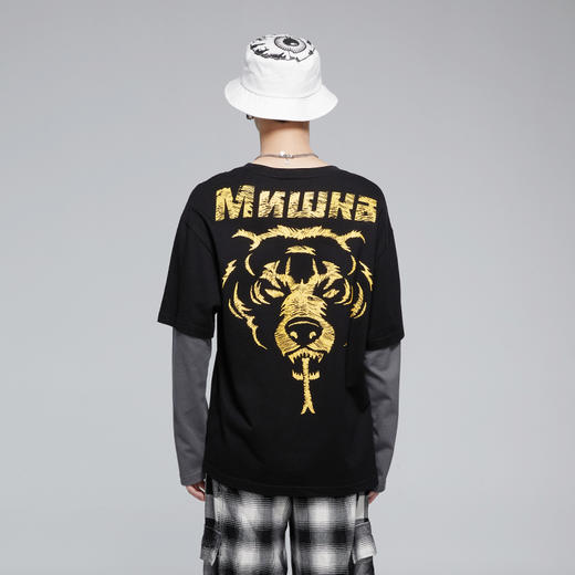 MISHKA印花假两件长袖T恤M61000051M 商品图3