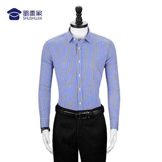 【免烫长袖衬衫（方格款）】男士通勤长衬  修身耐磨衬衣 商品图1