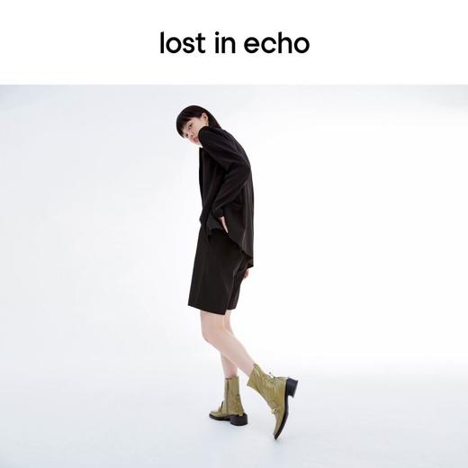 【下架】lost in echo 方头链条乐福窄筒短靴皮靴 商品图4