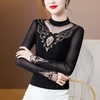 MZ115989新款亮丝网纱蕾丝半高领刺绣小衫上衣 商品缩略图2