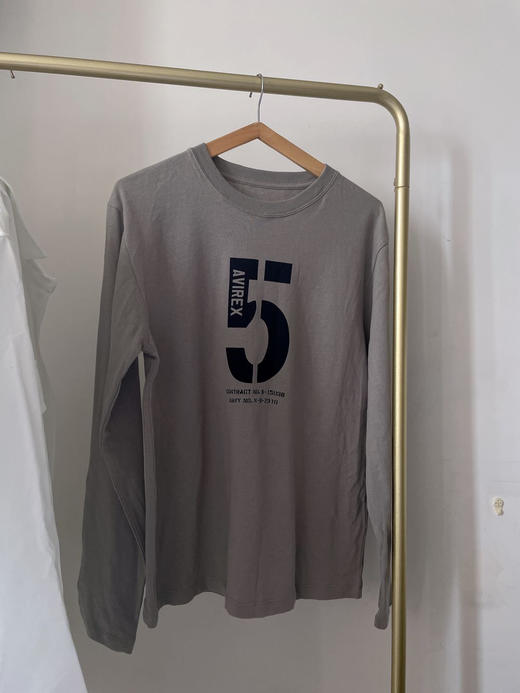 AVirex 秋款长袖男士灰色T恤M码 商品图0