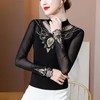MZ115989新款亮丝网纱蕾丝半高领刺绣小衫上衣 商品缩略图0