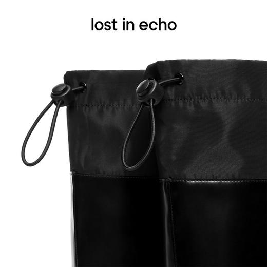 lost in echo尼⻰布拼接⽪料⾼筒时装雨靴长靴超轻 商品图2