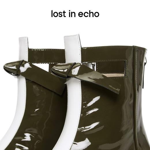 【下架】lost in echo 方头拼色宽筒蝴蝶结时装短靴皮靴 商品图2
