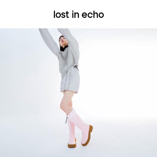 lost in echo尼⻰布拼接⽪料⾼筒时装雨靴长靴超轻 商品图4