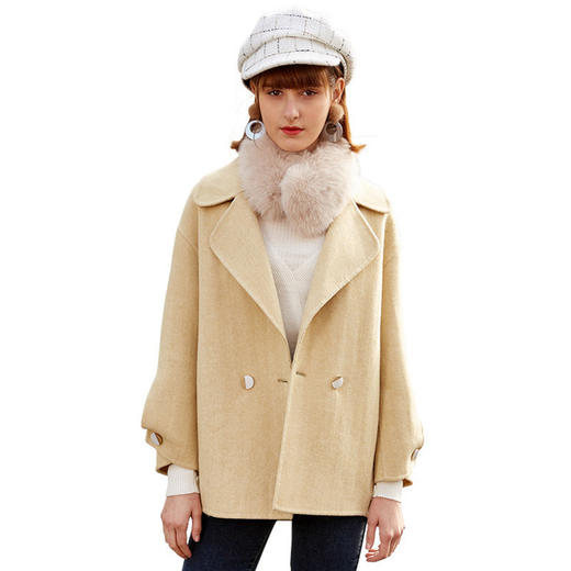 欧芮儿2020春装新款长袖双面呢大衣女bf风宽松显瘦双排扣毛呢外套 商品图4