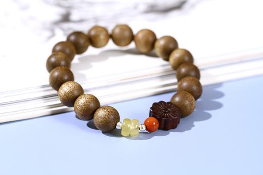 JSNM0040金丝楠木/紫檀花/南红/银珠/蜜蜡隔片10mmx15粒 商品图1