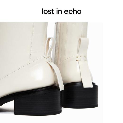 【下架】lost in echo 方头链条乐福窄筒短靴皮靴 商品图2