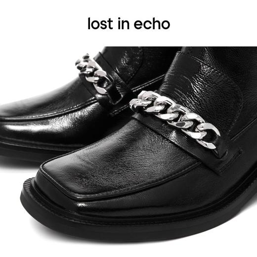【下架】lost in echo 方头链条乐福窄筒短靴皮靴 商品图1