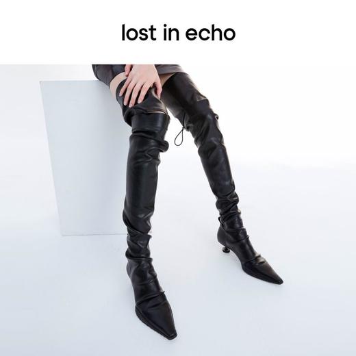 lost in echo 超高筒抽绳运动底弹力靴过膝靴 商品图3