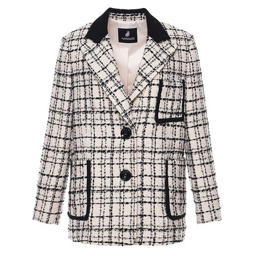 黑白格纹撞色黑边西装外套 商品图0