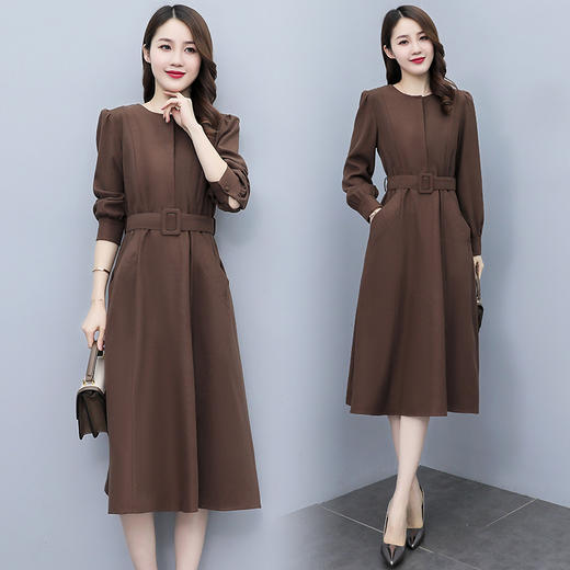 收腰显瘦，偏厚磨毛斜纹呢气质连衣裙HR-SLYY2A22 商品图3