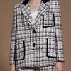 黑白格纹撞色黑边西装外套 商品缩略图1