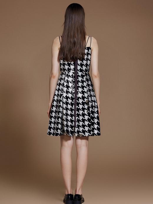 千鸟格双色亮片吊带连衣裙 商品图5