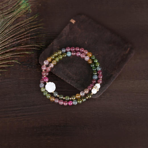 醍醐 碧玺贝壳五瓣花双圈手串 手链 精选礼物 商品图0