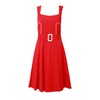 V型露背红色收腰大摆连衣裙 商品缩略图0