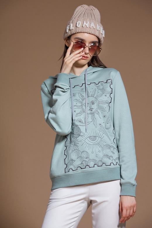 水绿色星云绣花卫衣 商品图2