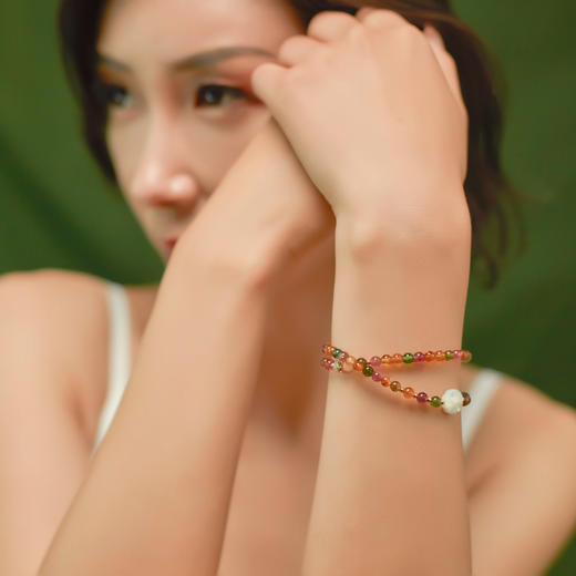 醍醐 碧玺贝壳五瓣花双圈手串 手链 精选礼物 商品图2