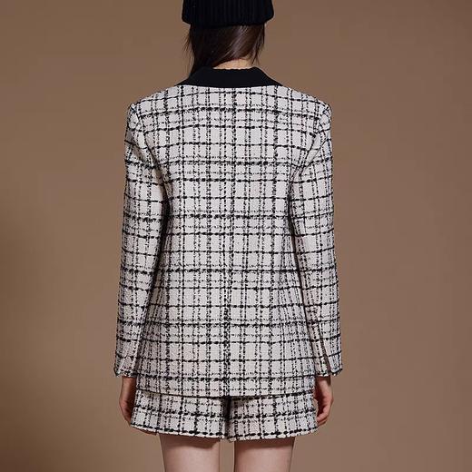黑白格纹撞色黑边西装外套 商品图4